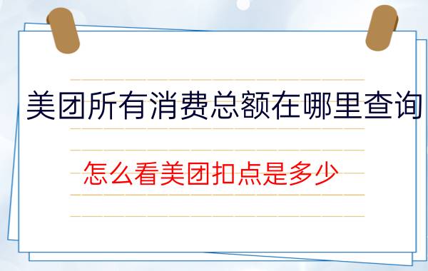 美团所有消费总额在哪里查询 怎么看美团扣点是多少？